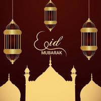 Eid Mubarak islamisches Festival flaches Designkonzept mit kreativer Laterne vektor