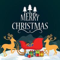 Frohe Weihnachtseinladungs-Grußkarte mit Vektorillustration von Geschenken auf kreativem Hintergrund vektor