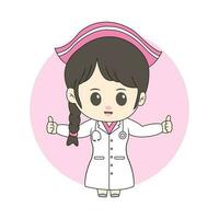 Chibi Mädchen Krankenschwester Maskottchen zum Logo vektor