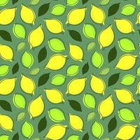 sömlös mynta bakgrund med citronfrukt och blad vektor