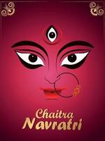 Chaitra Navratri Feier Flyer mit kreativer Illustration der Göttin Durga Gesicht Illustration vektor