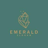 Smaragd Logo, Edelstein Vektor, luxuriös Prämie Jahrgang retro elegant Design, Diamant Schmuck Symbol, Symbol Illustration vektor
