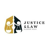 Gerechtigkeit Logo, retro Jahrgang Thema Design, Gesetz Vektor, Gesetz Firma, Waage Illustration Symbol Symbol vektor