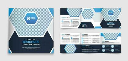 modern fyrkant trifold företag broschyr med blå lutning vektor