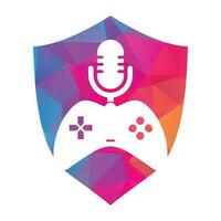 Gamepad und Podcast Logo Design Vorlage. vektor