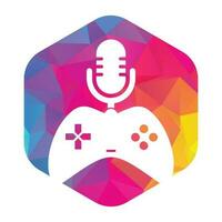 gamepad och podcast logotyp design mall. vektor