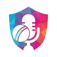 cricket podcast logotyp design mall. mikrofon och cricket boll logotyp begrepp design. vektor