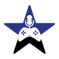 spel podcast och stjärna form begrepp logotyp design. vektor