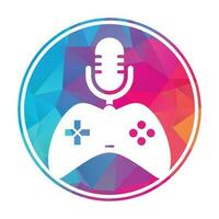 gamepad och podcast logotyp design mall. vektor