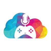 spel podcast och moln form begrepp logotyp design. vektor