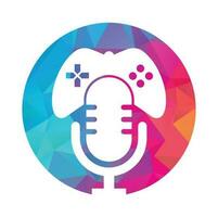 gamepad och podcast logotyp design mall. vektor