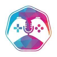 gamepad och podcast logotyp design mall. vektor