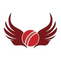 cricket sporter vektor logotyp design mall. cricket boll med vingar ikon design.