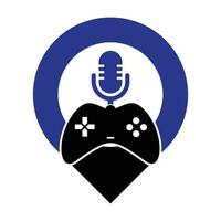 Spiel Podcast und Geographisches Positionierungs System gestalten Konzept Logo Design. vektor