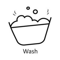 tvätta vektor översikt ikon design illustration. hushåll symbol på vit bakgrund eps 10 fil