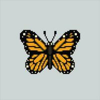 Pixel Kunst Schmetterling. Schmetterling Insekt pixelig Design zum Logo, Netz, Handy, Mobiltelefon Anwendung, Abzeichen und Flecken. Video Spiel Sprite. 8 Bit. isoliert Vektor Illustration.