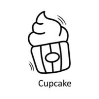 Cupcake Vektor Gliederung Symbol Design Illustration. Reise Symbol auf Weiß Hintergrund eps 10 Datei