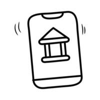 Handy, Mobiltelefon Bankwesen Vektor Gliederung Symbol Design Illustration. Bankwesen und Finanzen Symbol auf Weiß Hintergrund eps 10 Datei