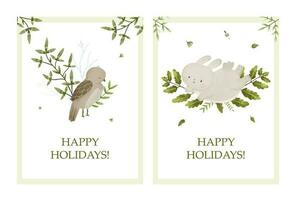 Neu Jahr und Weihnachten Karten, süß kindisch Hand gemalt Illustration vektor
