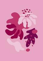 abstrakt Formen und Blume Plakate. Magenta und Rosa geometrisch Hintergrund, Vektor Illustration. minimalistisch bilden