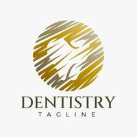 Luxus Dental Zahn Logo Symbol Design. Eleganz Gold Zahnarzt Zähne Logo Branding. vektor
