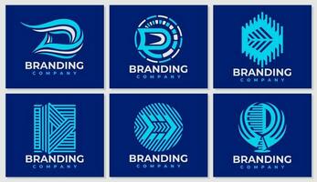 modern Digital Linie Brief d Logo Design. Technologie Multimedia Initiale d Logo. vektor