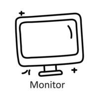 Monitor Vektor Gliederung Symbol Design Illustration. Kommunikation Symbol auf Weiß Hintergrund eps 10 Datei