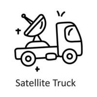 Satellit LKW Vektor Gliederung Symbol Design Illustration. Kommunikation Symbol auf Weiß Hintergrund eps 10 Datei