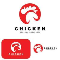 Hühnerlogo, Nutztiervektor, Design für Hühnerfarm, Brathähnchen-Restaurant, Café vektor