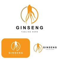 ginseng logotyp, ört- växt vektor, naturlig ört- medicin, ginseng ört- dryck ikon vektor