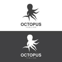 bläckfisk logotyp, enkel linje design, hav djur- vektor japansk skaldjur ingrediens, ikon symbol illustration