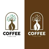 kaffe logotyp, kaffe träd design, Kafé dryck vektor, ikon varumärke illustration symbol vektor