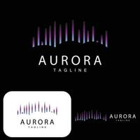 aurora logotyp, enkel design Fantastisk naturlig landskap av norrsken, vektor ikon mall, illustration