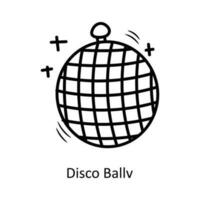 Disko Ball Vektor Gliederung Symbol Design Illustration. Party und feiern Symbol auf Weiß Hintergrund eps 10 Datei