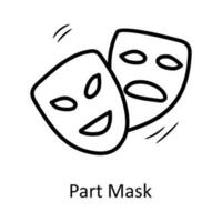 Teil Maske Vektor Gliederung Symbol Design Illustration. Party und feiern Symbol auf Weiß Hintergrund eps 10 Datei