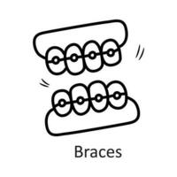 tandställning vektor översikt ikon design illustration. tandläkare symbol på vit bakgrund eps 10 fil