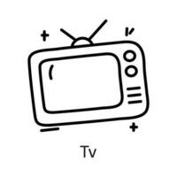 Fernseher Vektor Gliederung Symbol Design Illustration. Kommunikation Symbol auf Weiß Hintergrund eps 10 Datei