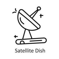 Satellit Gericht Vektor Gliederung Symbol Design Illustration. Kommunikation Symbol auf Weiß Hintergrund eps 10 Datei