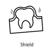 Schild Vektor Gliederung Symbol Design Illustration. Zahnarzt Symbol auf Weiß Hintergrund eps 10 Datei