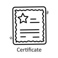 Zertifikat Vektor Gliederung Symbol Design Illustration. Schreibwaren Symbol auf Weiß Hintergrund eps 10 Datei