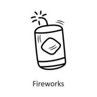 Feuerwerk Vektor Gliederung Symbol Design Illustration. Neu Jahr Symbol auf Weiß Hintergrund eps 10 Datei