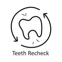 Zähne überprüfen Vektor Gliederung Symbol Design Illustration. Zahnarzt Symbol auf Weiß Hintergrund eps 10 Datei