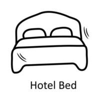 Hotel Bett Vektor Gliederung Symbol Design Illustration. Reise Symbol auf Weiß Hintergrund eps 10 Datei