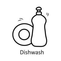 Gericht waschen Vektor Gliederung Symbol Design Illustration. Haushalt Symbol auf Weiß Hintergrund eps 10 Datei