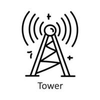 Turm Vektor Gliederung Symbol Design Illustration. Kommunikation Symbol auf Weiß Hintergrund eps 10 Datei