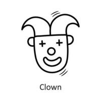 clown vektor översikt ikon design illustration. ny år symbol på vit bakgrund eps 10 fil