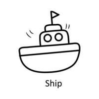 Schiff Vektor Gliederung Symbol Design Illustration. Spielzeuge Symbol auf Weiß Hintergrund eps 10 Datei