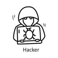 hacker vektor översikt ikon design illustration. säkerhet symbol på vit bakgrund eps 10 fil