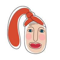 Porträt einer Frau in einem minimalistischen linearen Stil. abstraktes Porträt eines rothaarigen Mädchens. Kontinuierliche einzeilige Zeichnung. Design für die Schönheits-, Druck- und Textilindustrie. vektor