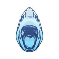 platt stil färgglada vektorillustration av vild farlig haj med stor öppen mun isolerad på vit bakgrund vektor